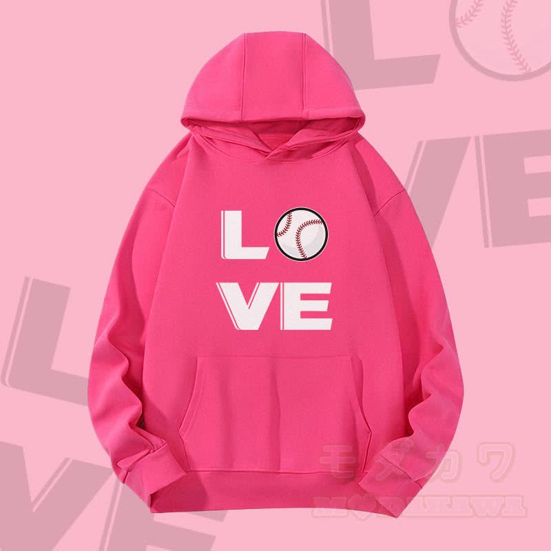 MODAKAWA LOVE Baseball Graphic Heavyweight Hoodie - Rosenrot - 2XL - image 2