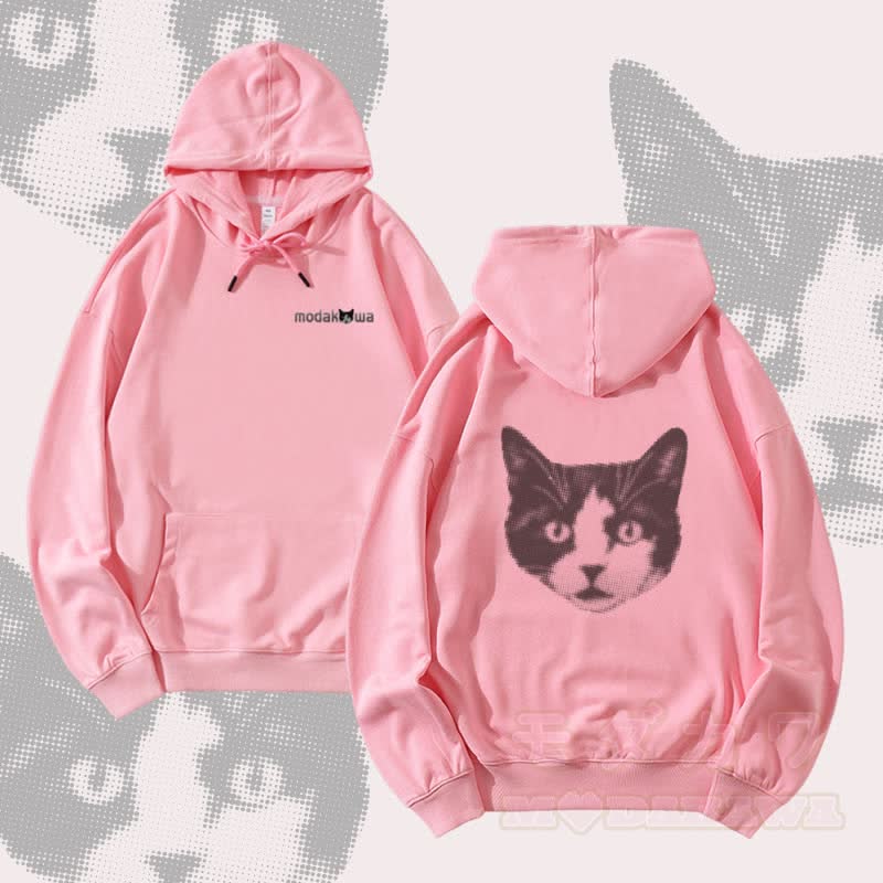 MODAKAWA Streetwear Pullover Hoodie mit Schockkatzen-Motiv - Rosa - 5XL - image 2