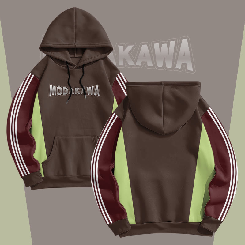 MODAKAWA Pullover-Hoodie mit Allover-Print und Buchstabenstreifen - image 1