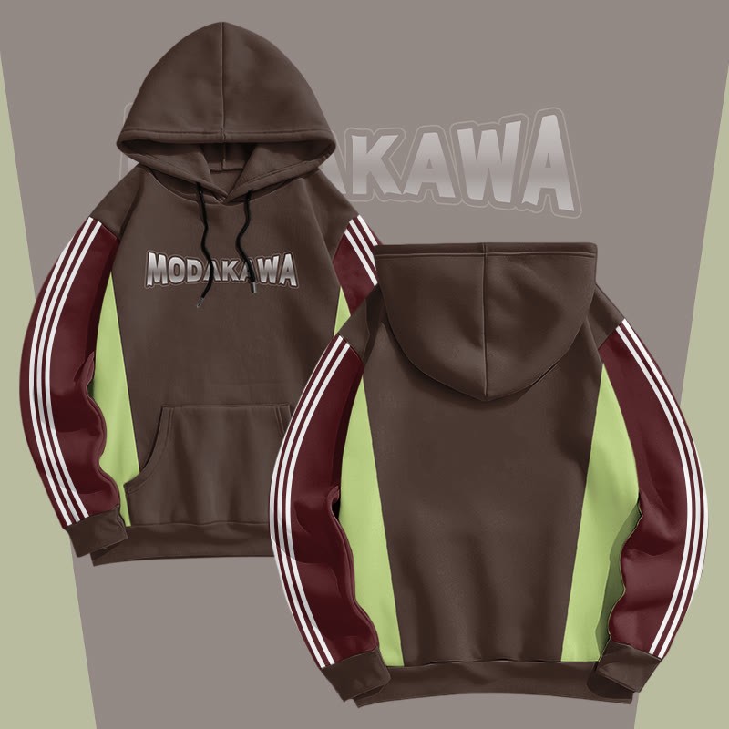 MODAKAWA Pullover-Hoodie mit Allover-Print und Buchstabenstreifen - image 1