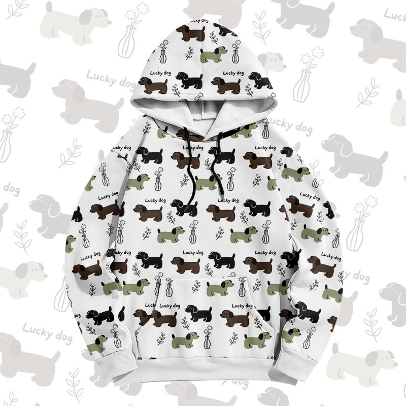 MODAKAWA Pullover-Hoodie mit Allover-Print „Lucky Dog“ - White - 8XL - image 3