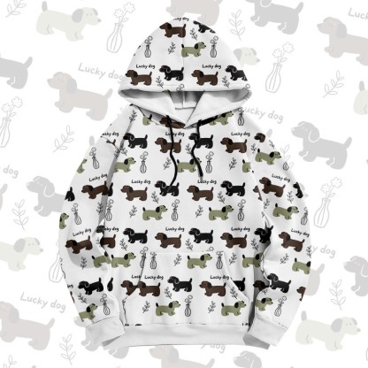 MODAKAWA Pullover-Hoodie mit Allover-Print „Lucky Dog“ - White - 8XL - image 3