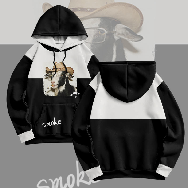 MODAKAWA Pullover-Hoodie mit Allover-Print eines rauchenden Schafes - White - 8XL - image 2