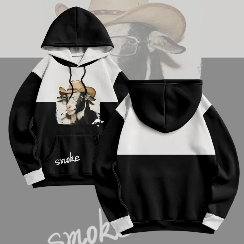 MODAKAWA Pullover-Hoodie mit Allover-Print eines rauchenden Schafes - White - 8XL - image 2