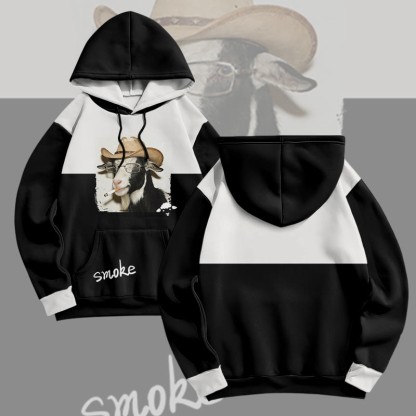 MODAKAWA Pullover-Hoodie mit Allover-Print eines rauchenden Schafes - White - 8XL - image 2