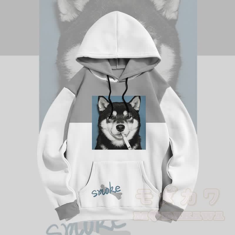 MODAKAWA Pullover-Hoodie mit Allover-Print eines rauchenden Hundes - image 4