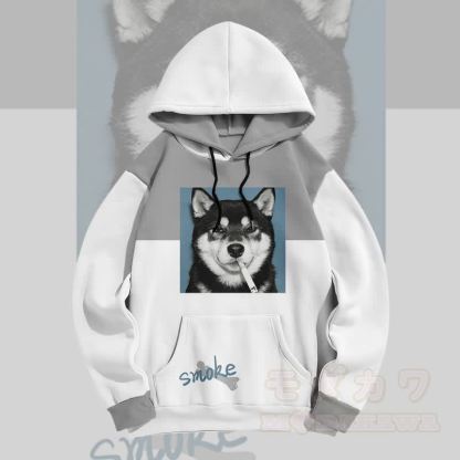 MODAKAWA Pullover-Hoodie mit Allover-Print eines rauchenden Hundes - image 4