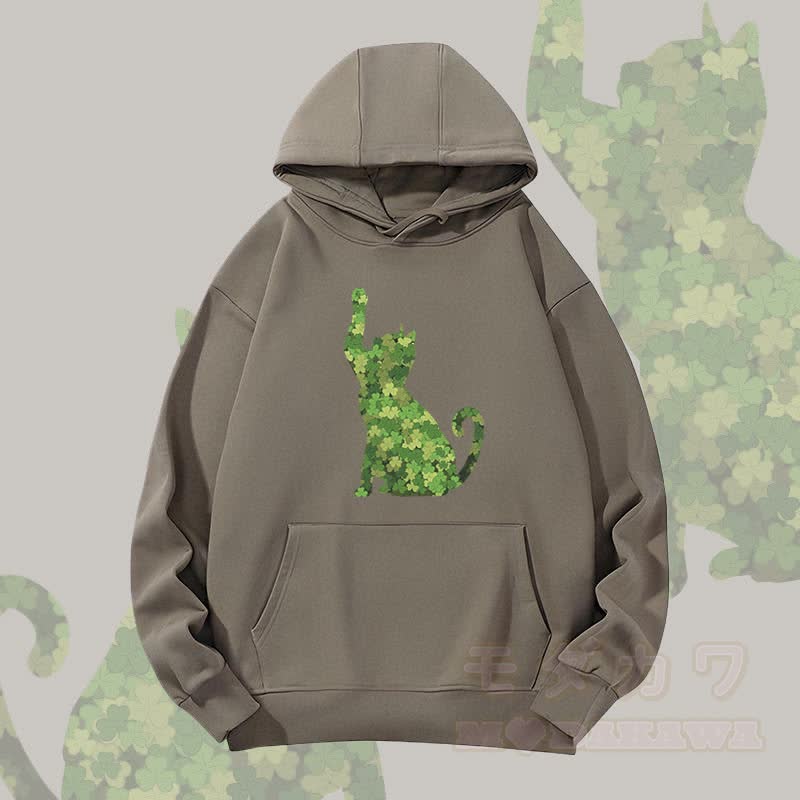 MODAKAWA Clover Cat Graphic Heavyweight Hoodie - Taupe - 2XL - image 1