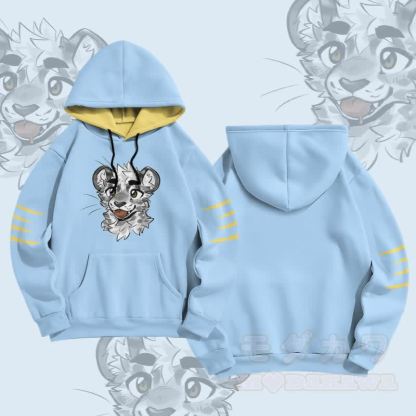 MODAKAWA X atka Pullover-Hoodie mit frechem Tigergesicht-Grafikprint - Blau - 5XL - image 1