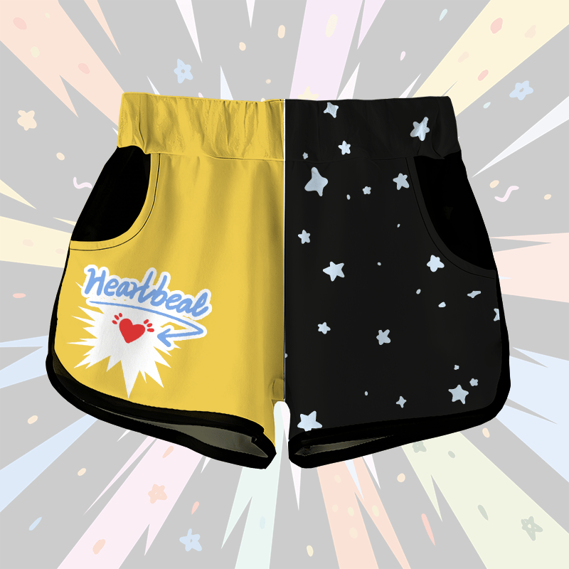 MODAKAWA HEARTBEAT Star Graphic Shorts - Yellow - 5XL - image 1