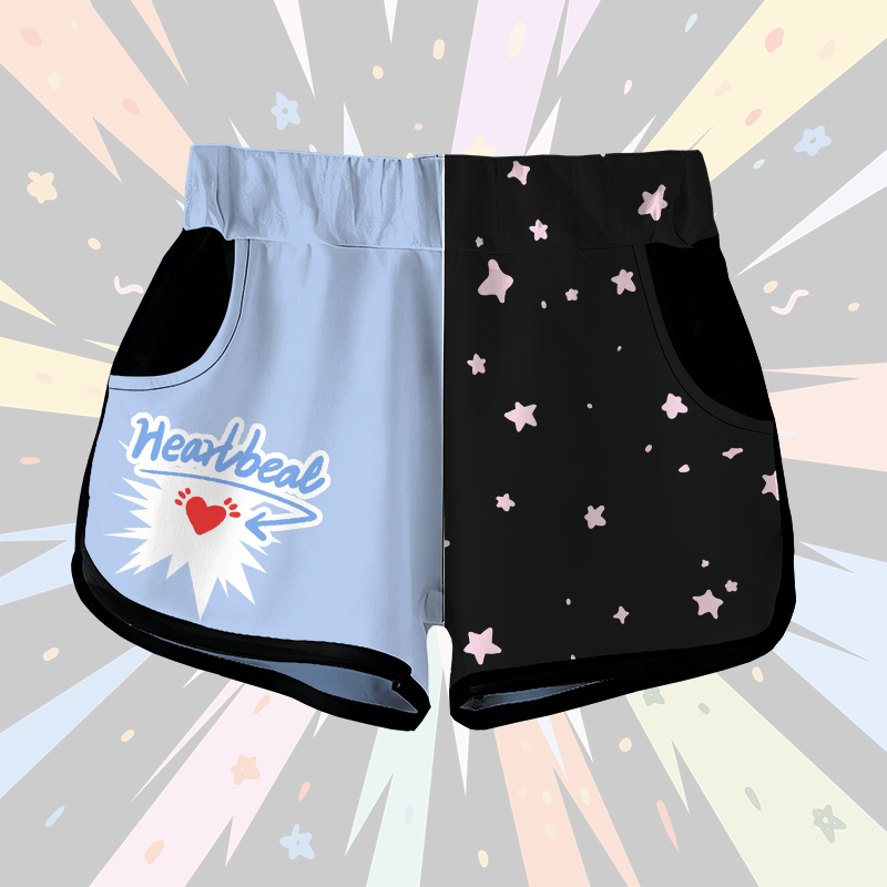 MODAKAWA HEARTBEAT Star Graphic Shorts - Blue - 5XL - image 2