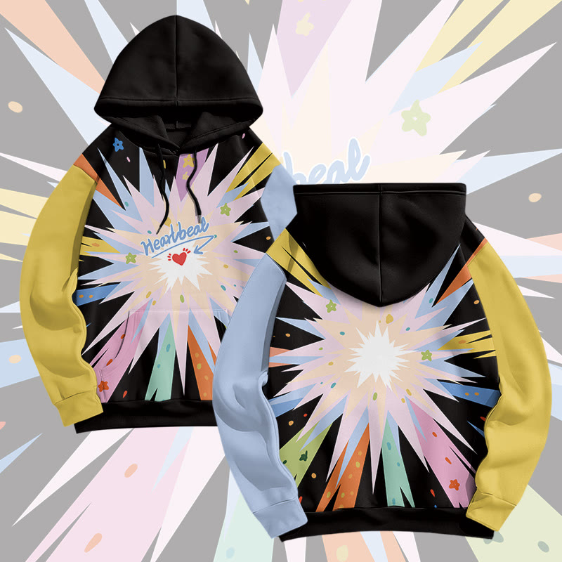 MODAKAWA HEARTBEAT Pullover-Hoodie mit Herzmotiv und Allover-Print - Black - 8XL - image 1