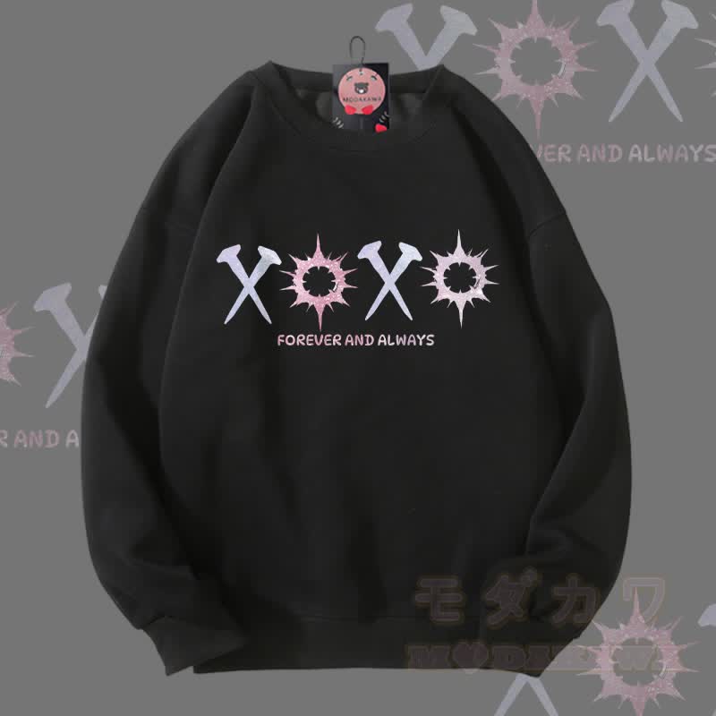 MODAKAWA FOREVER AND ALWAYS Grafik-Partner-Sweatshirt (Unisex) - Schwarz - 5XL - image 1