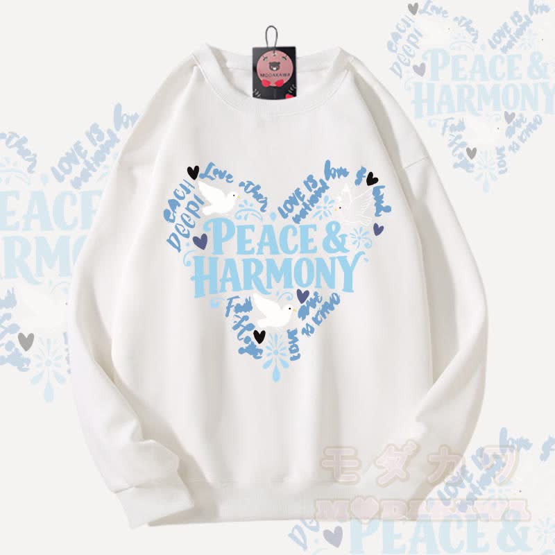 MODAKAWA PEACE HARMONY Peace Dove Grafik Partner-Sweatshirt Unisex - Weiß - 5XL - image 2