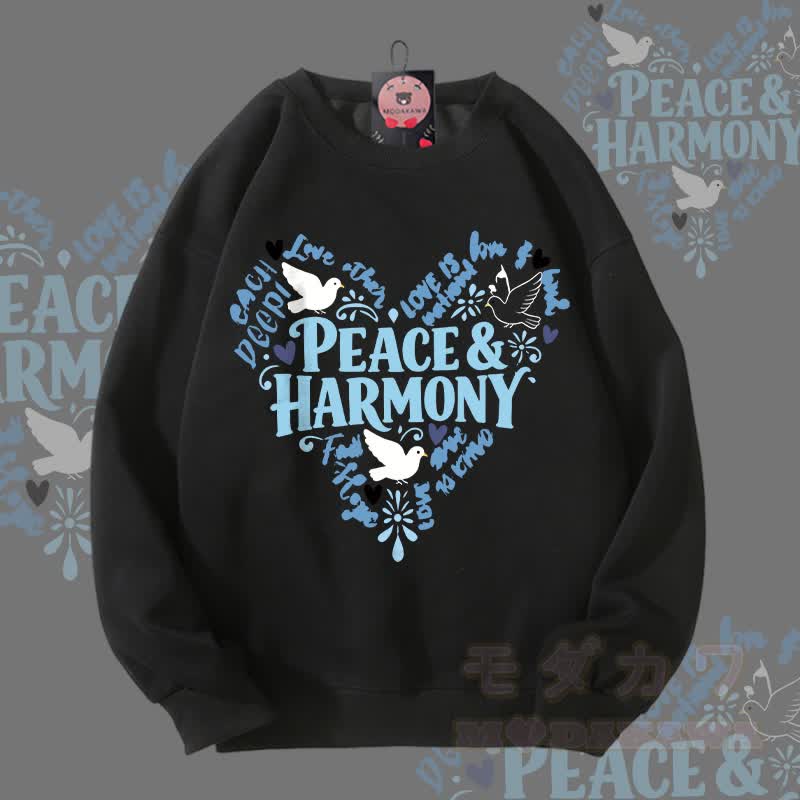 MODAKAWA PEACE HARMONY Peace Dove Grafik Partner-Sweatshirt Unisex - Schwarz - 5XL - image 1