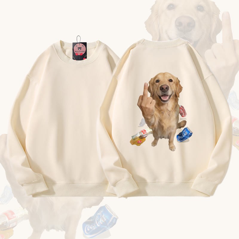 MODAKAWA Unisex-Sweatshirt mit Aufdruck „Defiant Dog“ - Beige - 5XL - image 1