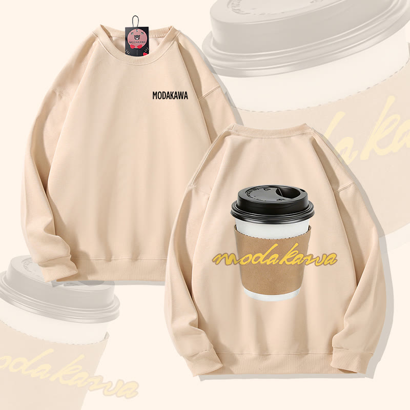 MODAKAWA Unisex-Sweatshirt mit Kaffeetassen-Motiv - Apricot - 5XL - image 1