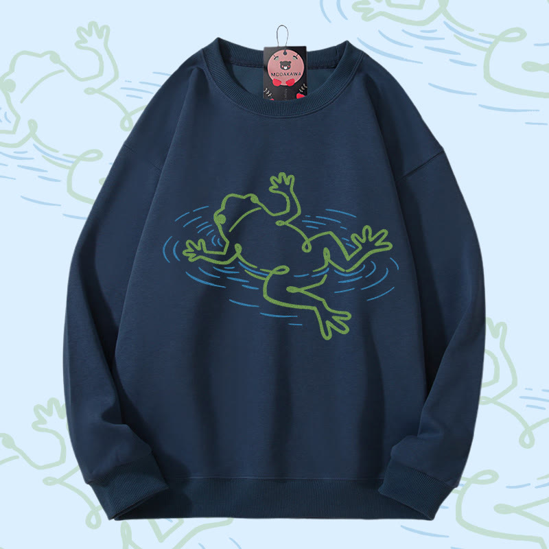 Unisex-Sweatshirt mit Froschmotiv - Purplish Blue - 5XL - image 1