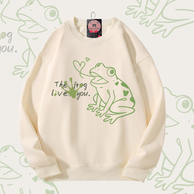DER FROSCH LIEBT DICH Frosch-Grafik Unisex-Sweatshirt - Beige - 5XL - image 1