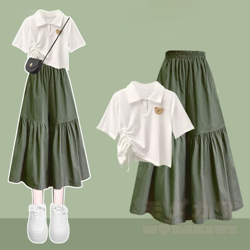 Bären-Polohemd mit Kordelzug und passendem Rock - Zweiteiliges Set - XL - image 1
