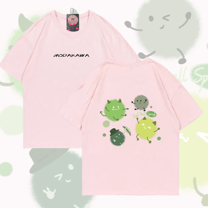 Niedliches Modakawa Baumwoll-T-Shirt mit Keim-Grafik - Pink - 5XL - image 1