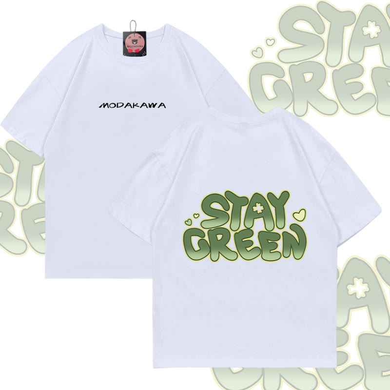 STAY GREEN Grafik Modakawa Baumwoll-T-Shirt - White - 5XL - image 2
