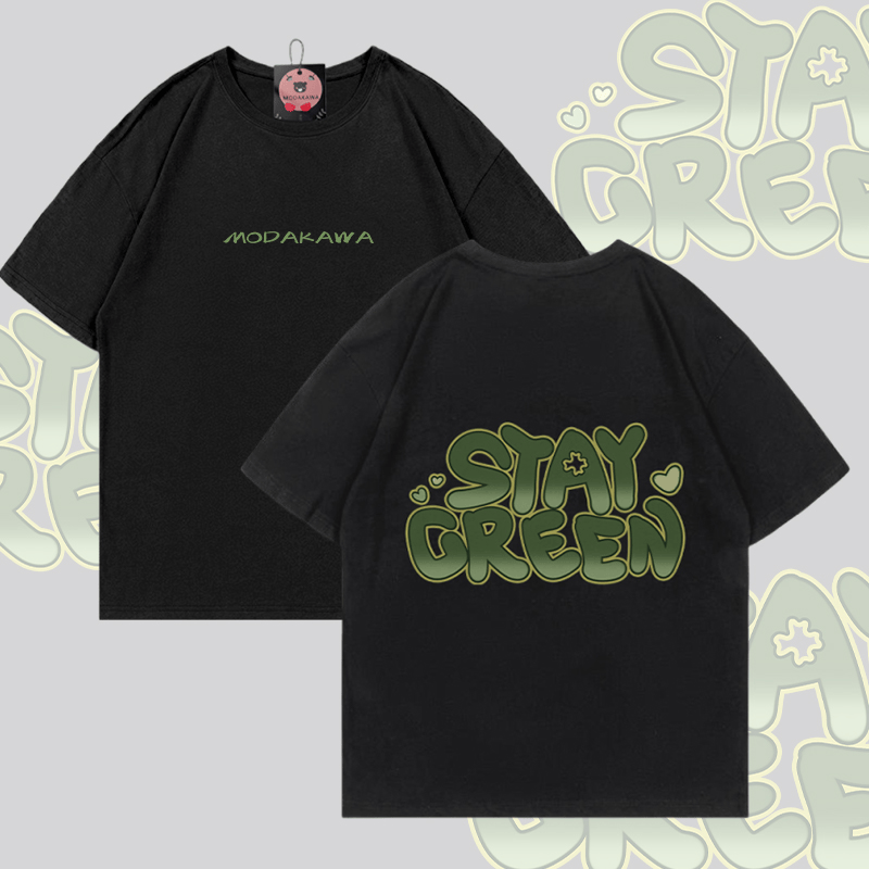 STAY GREEN Grafik Modakawa Baumwoll-T-Shirt - Black - 5XL - image 1