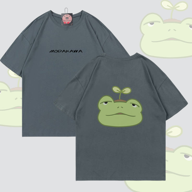 Sprout Frog Graphic Modakawa Baumwoll-T-Shirt - Light Grey - 5XL - image 1