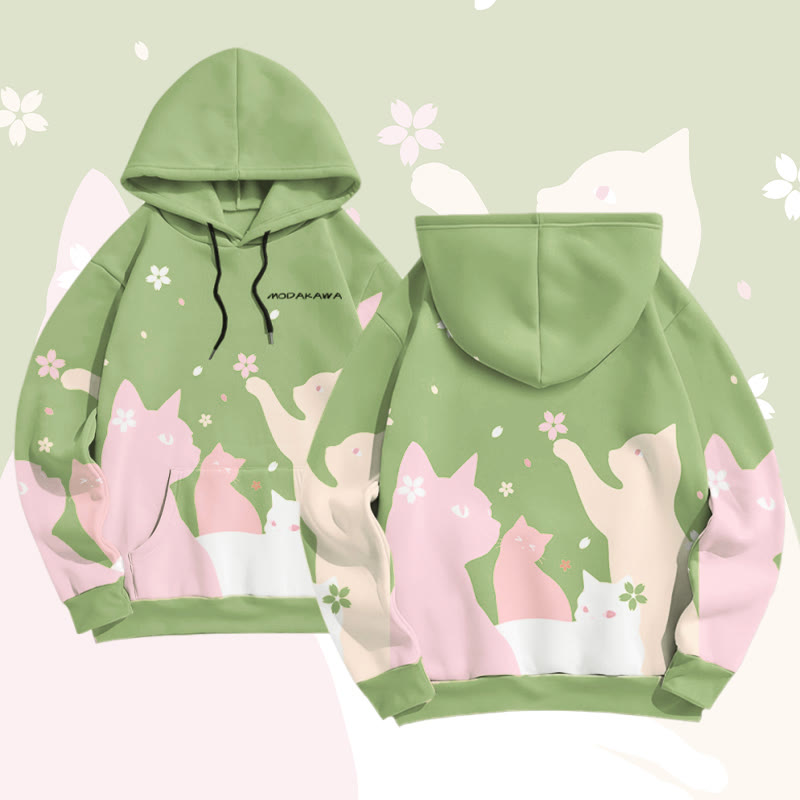 MODAKAWA Sakura Katzen-Pullover-Hoodie mit Allover-Print - Green - 8XL - image 1