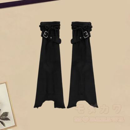 Kariertes Hemd, schwarzes Tanktop, Jeansshorts, Stulpen, passendes Outfit - Beinwärmer (einzeln) - XL - image 5