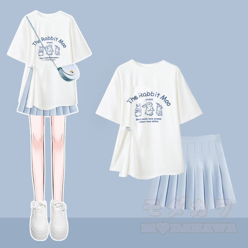 Unregelmäßiges T-Shirt-Slipkleid passendes Outfit - Zweiteiliges Set B - XL - image 2