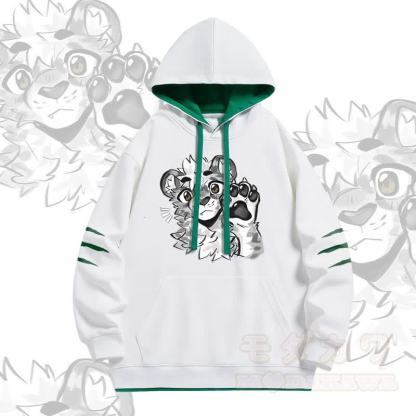 MODAKAWA X atka Tiger Paw Wave Graphic Oversized Contrast Lining Pullover Hoodie - Weiß - 4XL - image 2