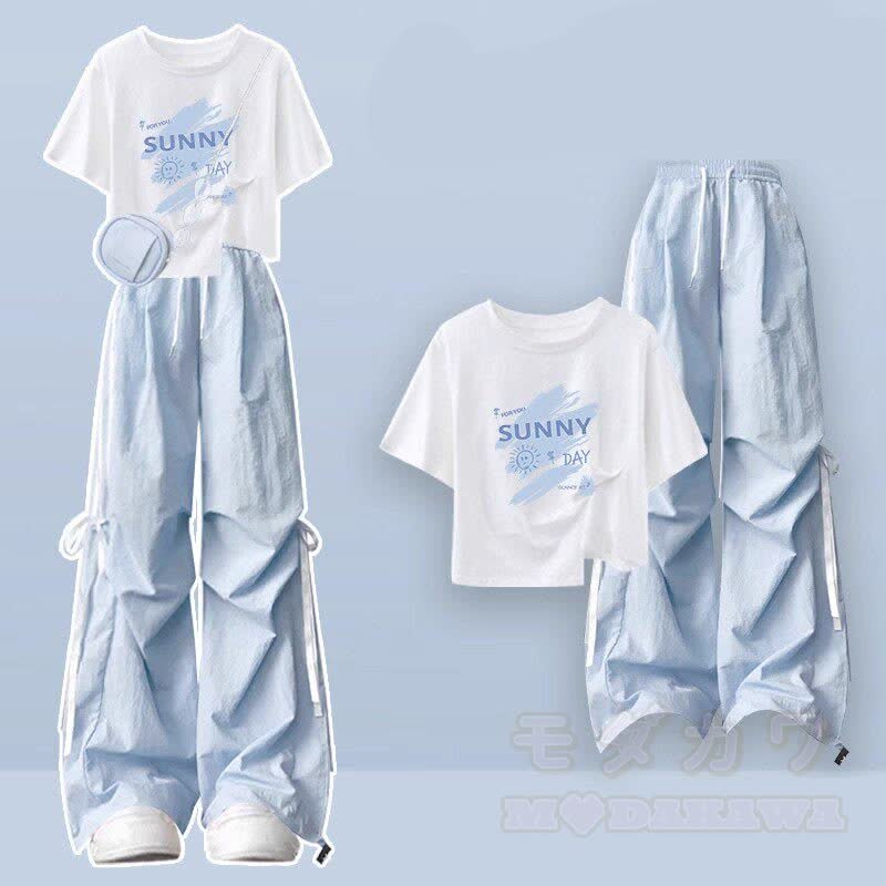 Zweiteiliges Set aus unregelmäßigem T-Shirt und Hose mit Kordelzug - Zweiteiliges Set - XL - image 1