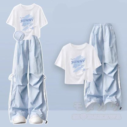 Zweiteiliges Set aus unregelmäßigem T-Shirt und Hose mit Kordelzug - Zweiteiliges Set - XL - image 1