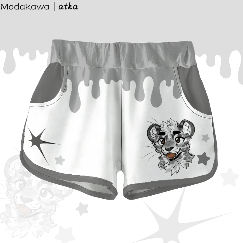 MODAKAWA X atka Star Cheeky Tiger Face Graphic Shorts - Grey - 5XL - image 2
