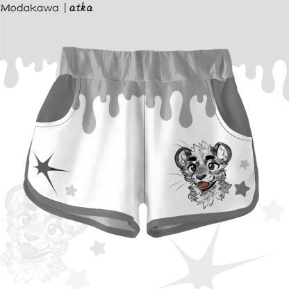 MODAKAWA X atka Star Cheeky Tiger Face Graphic Shorts - Grey - 5XL - image 2