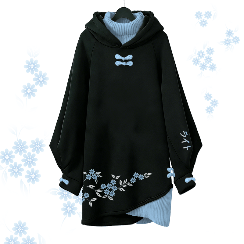 Daisy Graphic Modakawa Buckle Vintage Kapuzenpullover-Kleid - Blue - 3XL - image 1