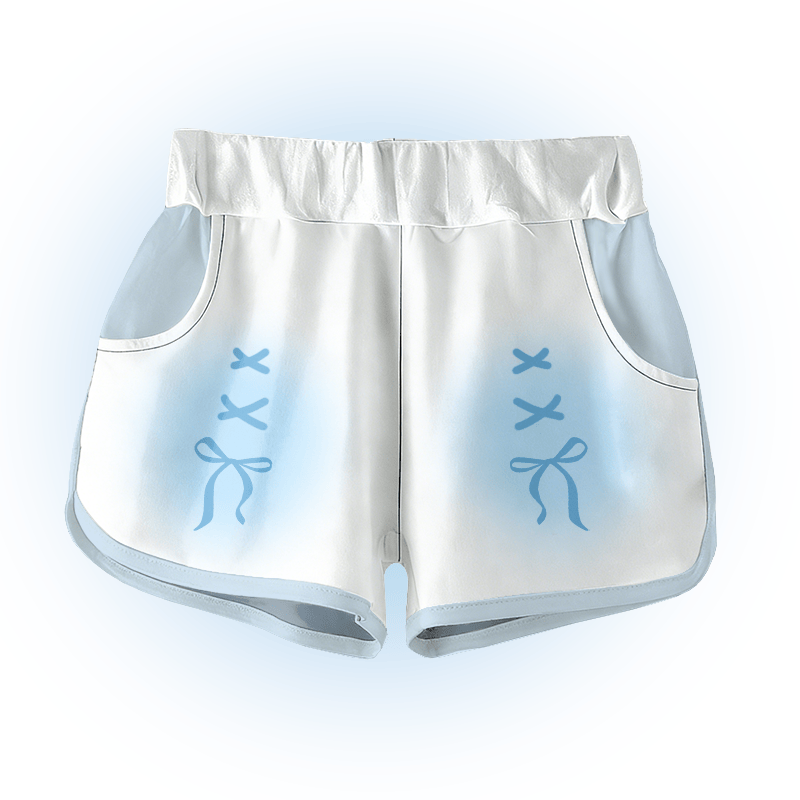Modakawa Shorts mit Farbverlauf und Schleifengrafik - Blue - 5XL - image 1