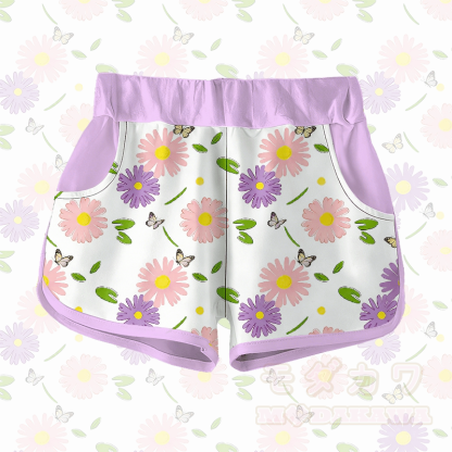 Modakawa Shorts mit Gänseblümchen- und Schmetterlingsmotiv - Lila - 5XL - image 1