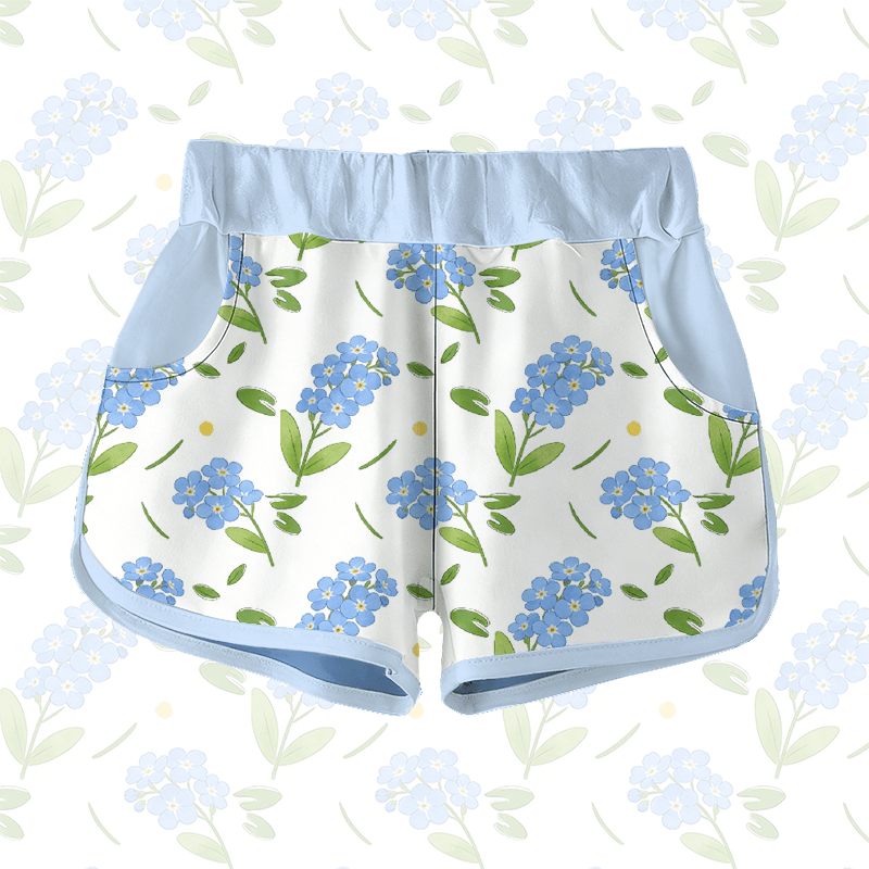 Modakawa Shorts mit blauem Blumenmuster - Blue - 5XL - image 1