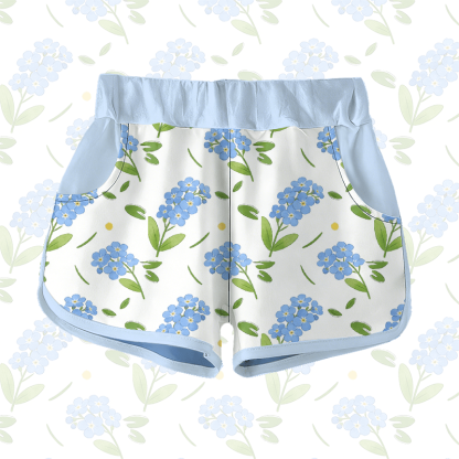 Modakawa Shorts mit blauem Blumenmuster - Blue - 5XL - image 1