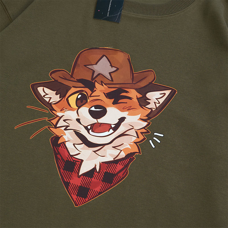MODAKAWA X atka Cowboy Fox Winking Graphic Round Collar Sweatshirt - image 2
