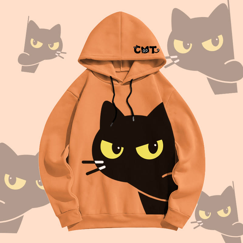 MODAKAWA Pullover-Hoodie mit verspieltem Allover-Print einer schwarzen Katze - Orange - 8XL - image 2