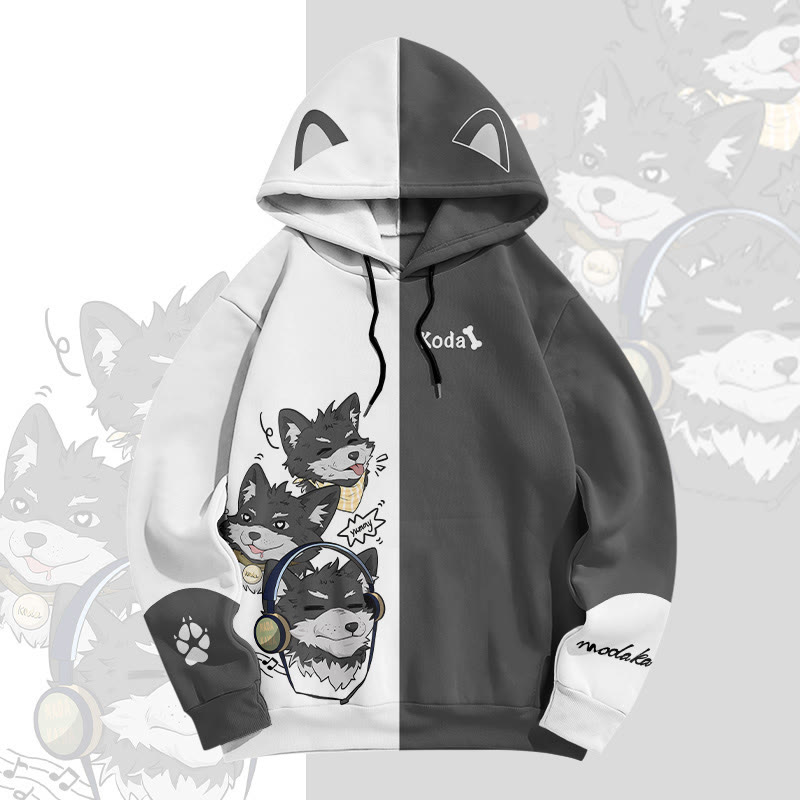 MODAKAWA Pullover-Hoodie mit fröhlichem Koda-Welpen-Print - Grey - 8XL - image 2