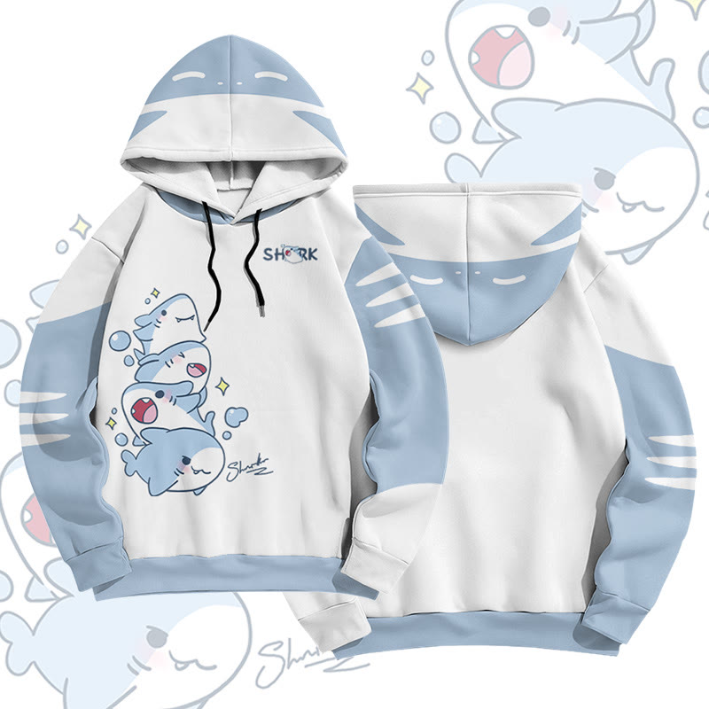 MODAKAWA Pullover-Hoodie mit verspieltem Hai-Grafikprint - White - 6XL - image 2