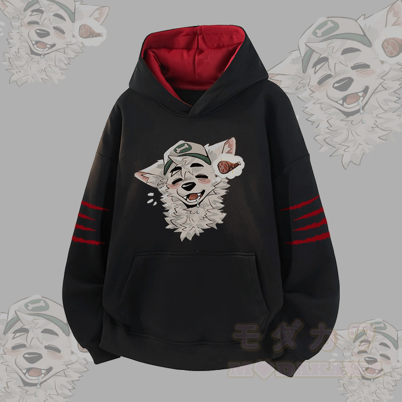 MODAKAWA X atka Fox Wants Meat Grafik-Kontrastfutter-Pullover - Schwarz - 3XL - image 4