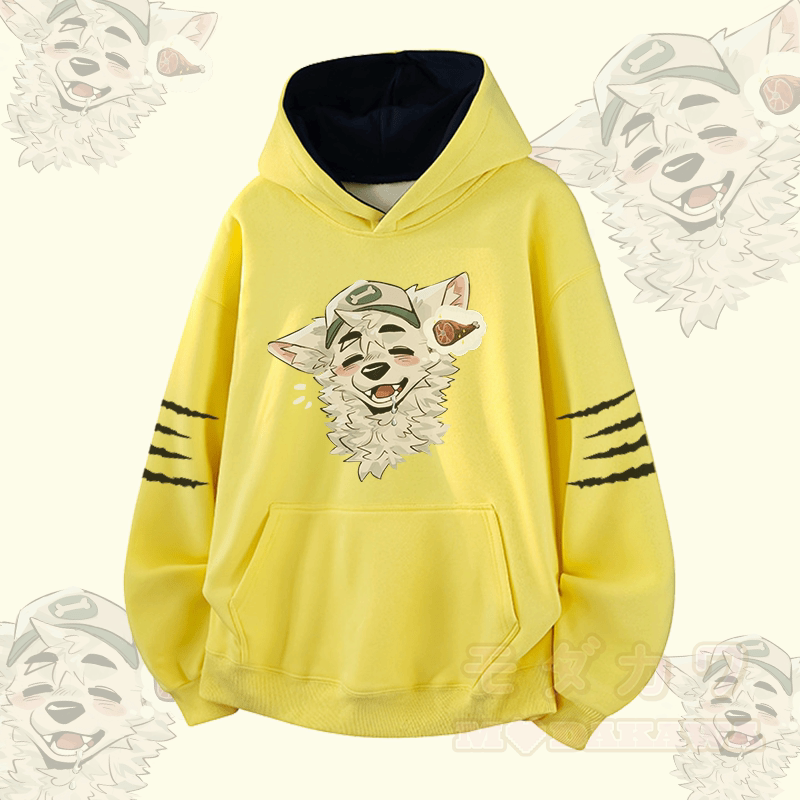 MODAKAWA X atka Fox Wants Meat Grafik-Kontrastfutter-Pullover - Gelb - 3XL - image 2