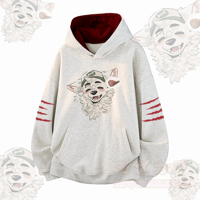 MODAKAWA X atka Fox Wants Meat Grafik-Kontrastfutter-Pullover - Grau - 3XL - image 1
