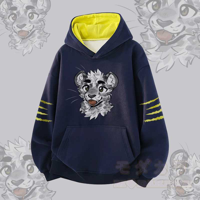 MODAKAWA X atka Cheeky Tiger Face Grafik-Kontrastfutter-Pullover - Purpurblau - 3XL - image 2