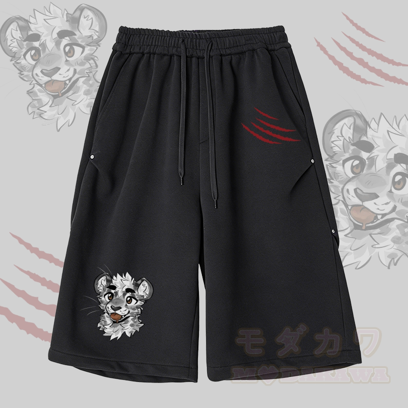 MODAKAWA X atka Cheeky Tiger Face Graphic Wide Leg Cropped Pants - Schwarz - 2XL - image 2